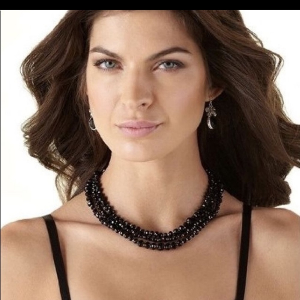 "NWT" WHBM- black beaded necklace